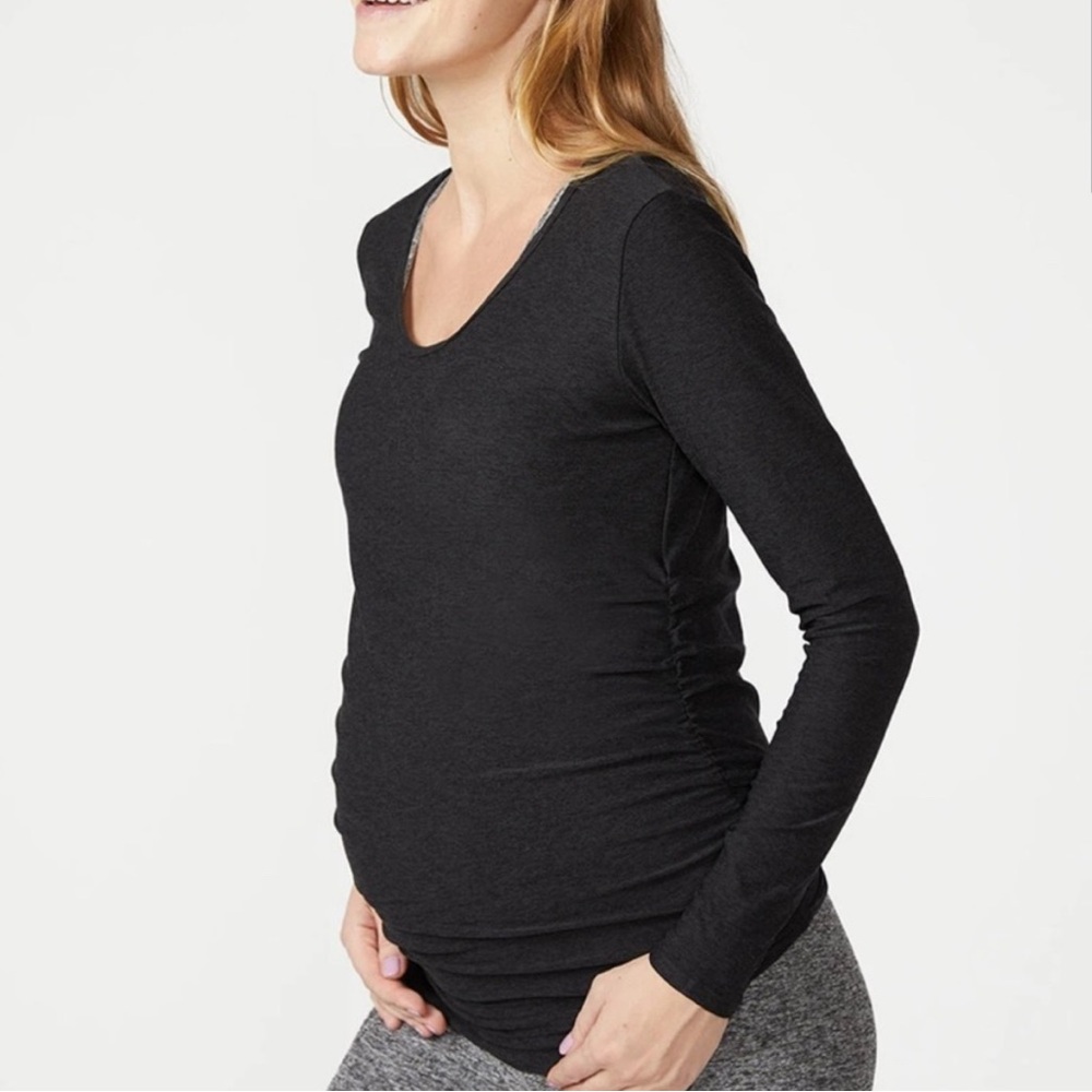 Beyond Yoga Beyond The Bump Long Sleeve Size Small Grey Top Logo